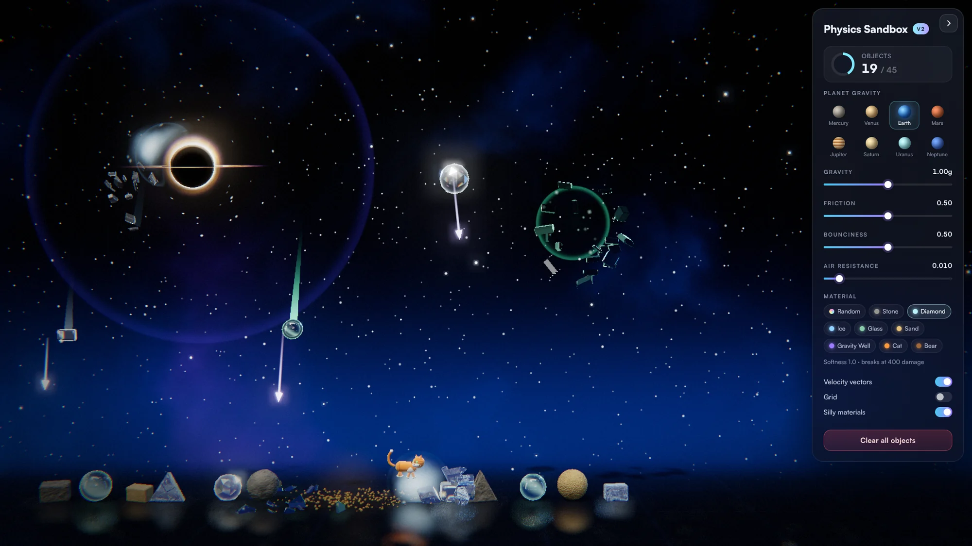 Interactive Physics Engine screenshot